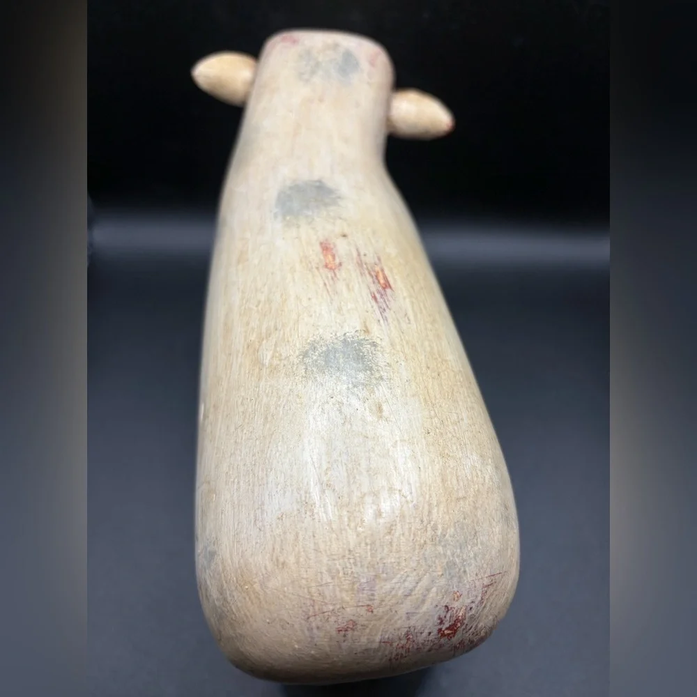 Vintage Hand Painted Carved Wood Sheep Figure Sculpture Folk Art Collectible